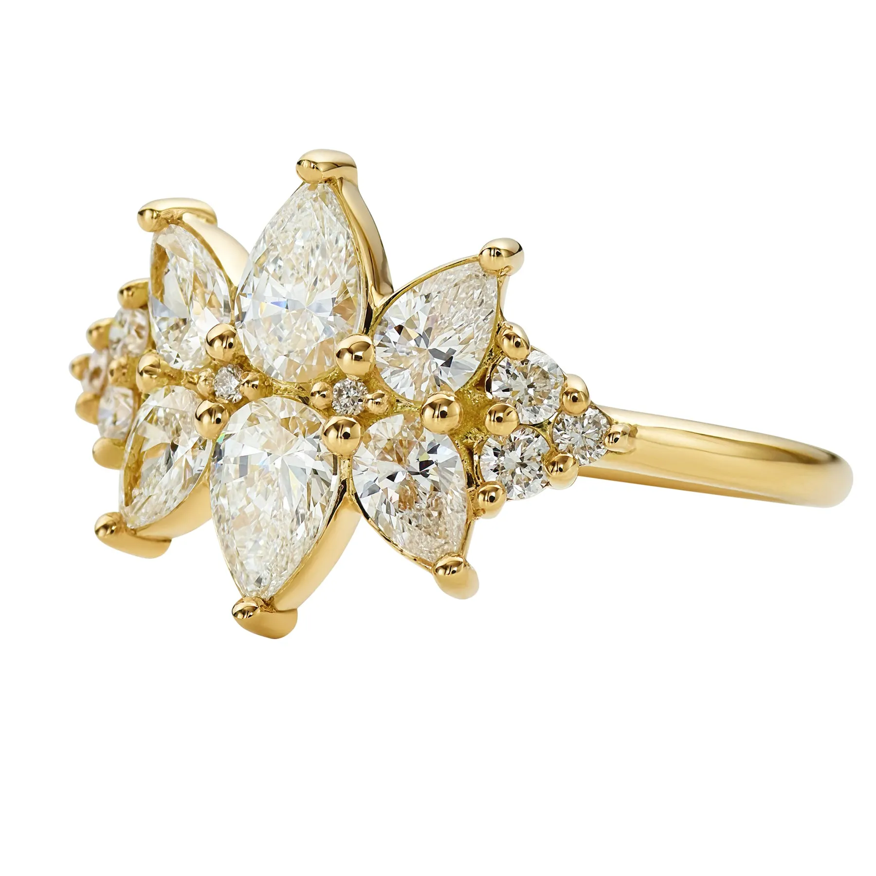 Cluster Ring Set With Diamonds - VS Diamond Ring - Flora