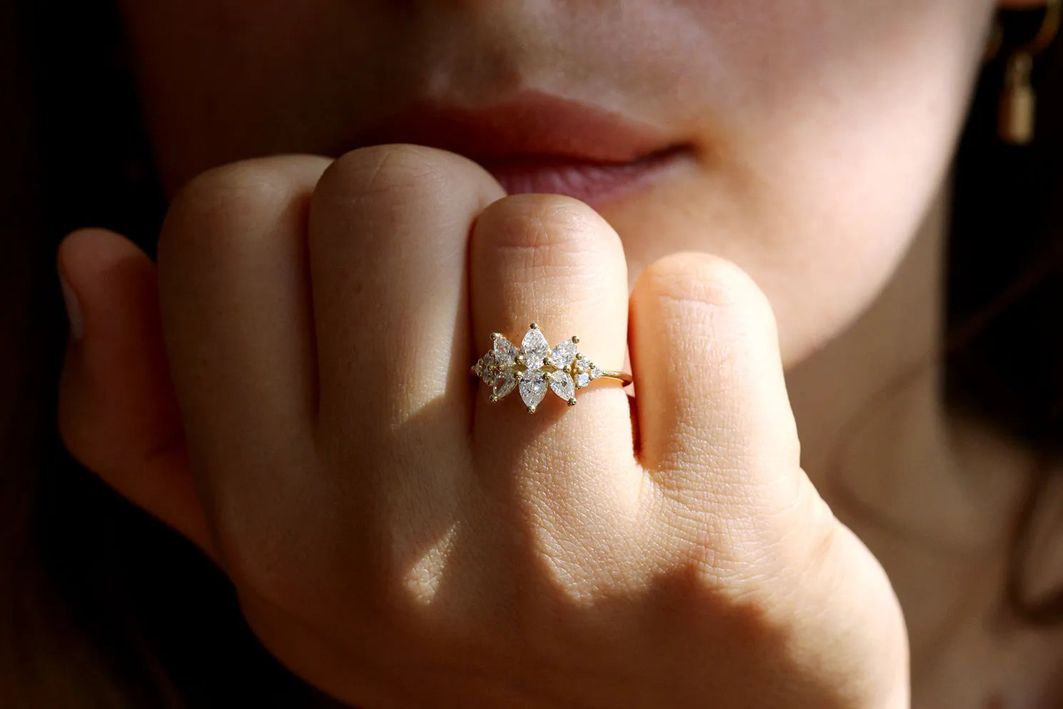 Cluster Ring Set With Diamonds - VS Diamond Ring - Flora