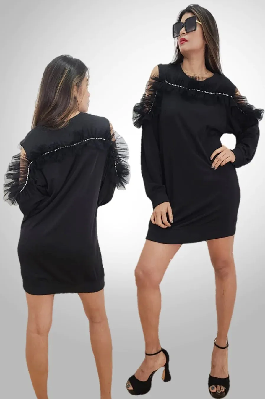 Cold Shoulder Ruffle Dress