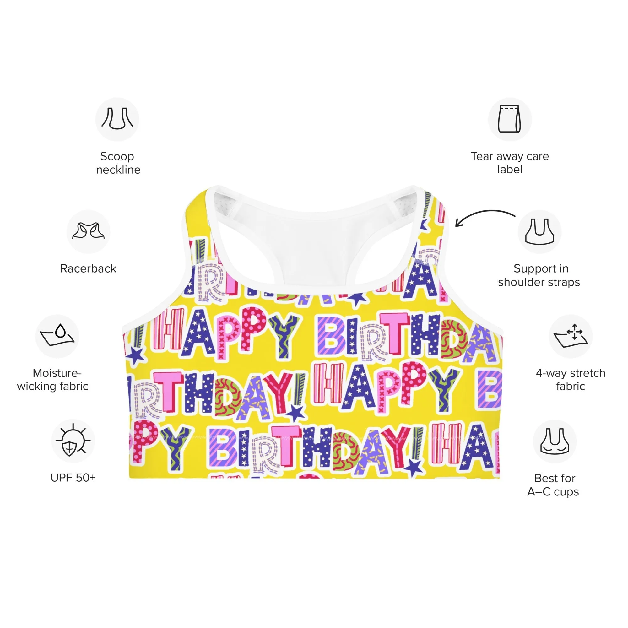 Colorful Birthday Sports Bra