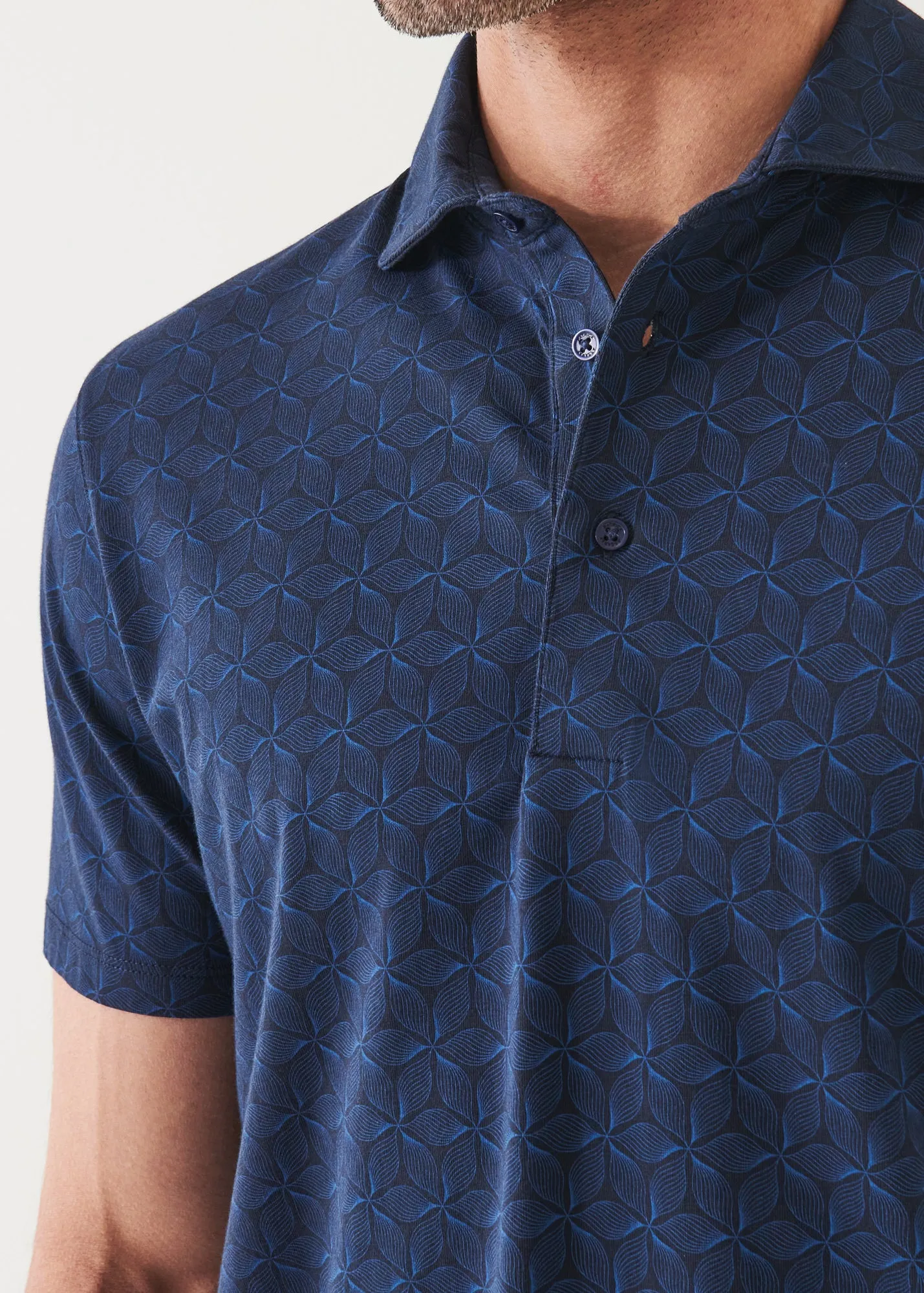 Stretch Printed Polo in Pima Cotton