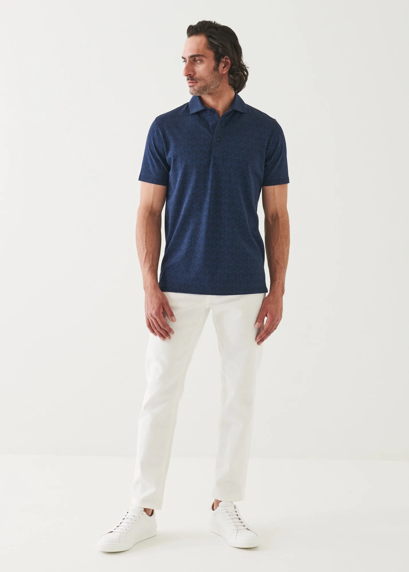 Stretch Printed Polo in Pima Cotton