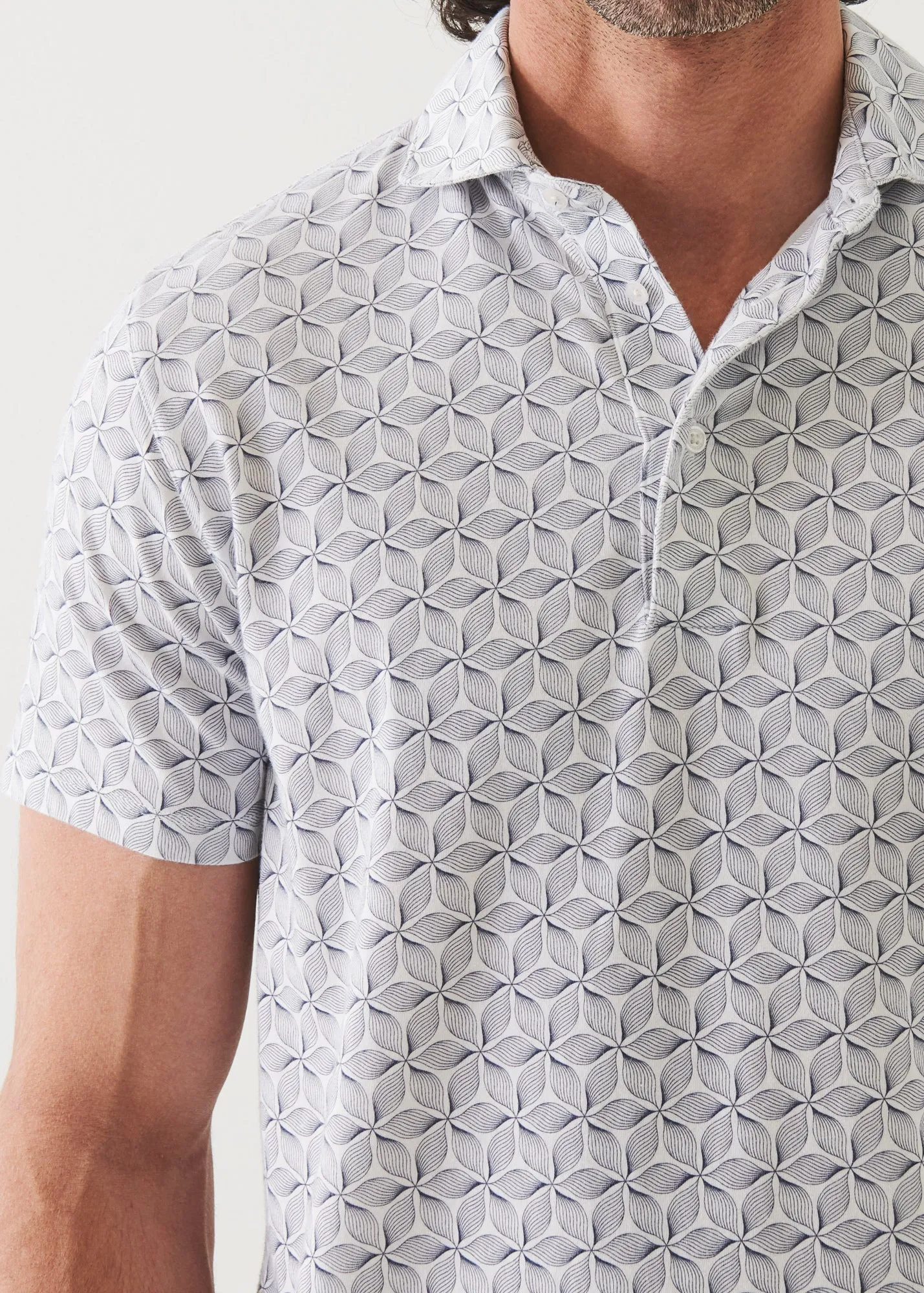 Stretch Printed Polo in Pima Cotton