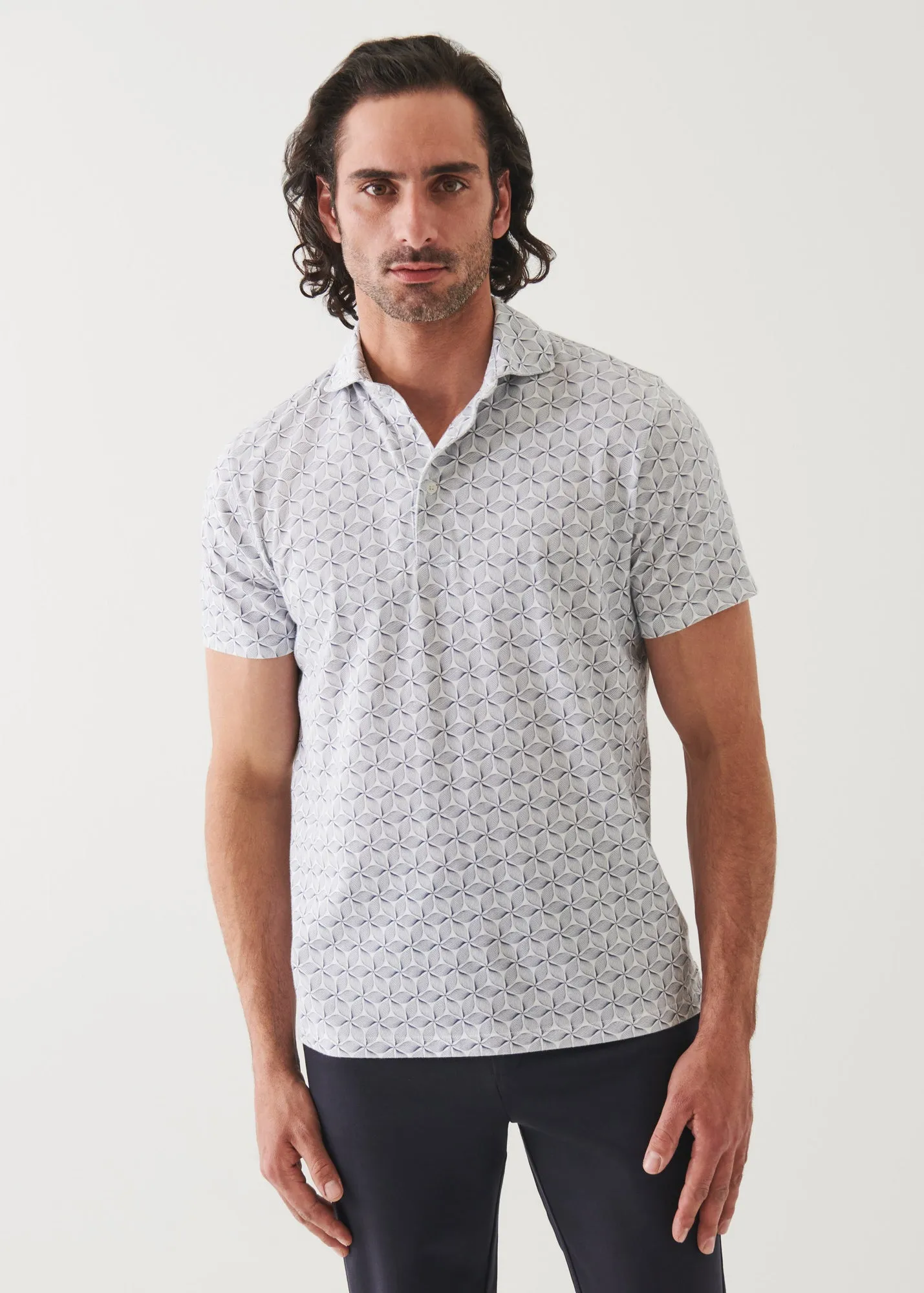 Stretch Printed Polo in Pima Cotton