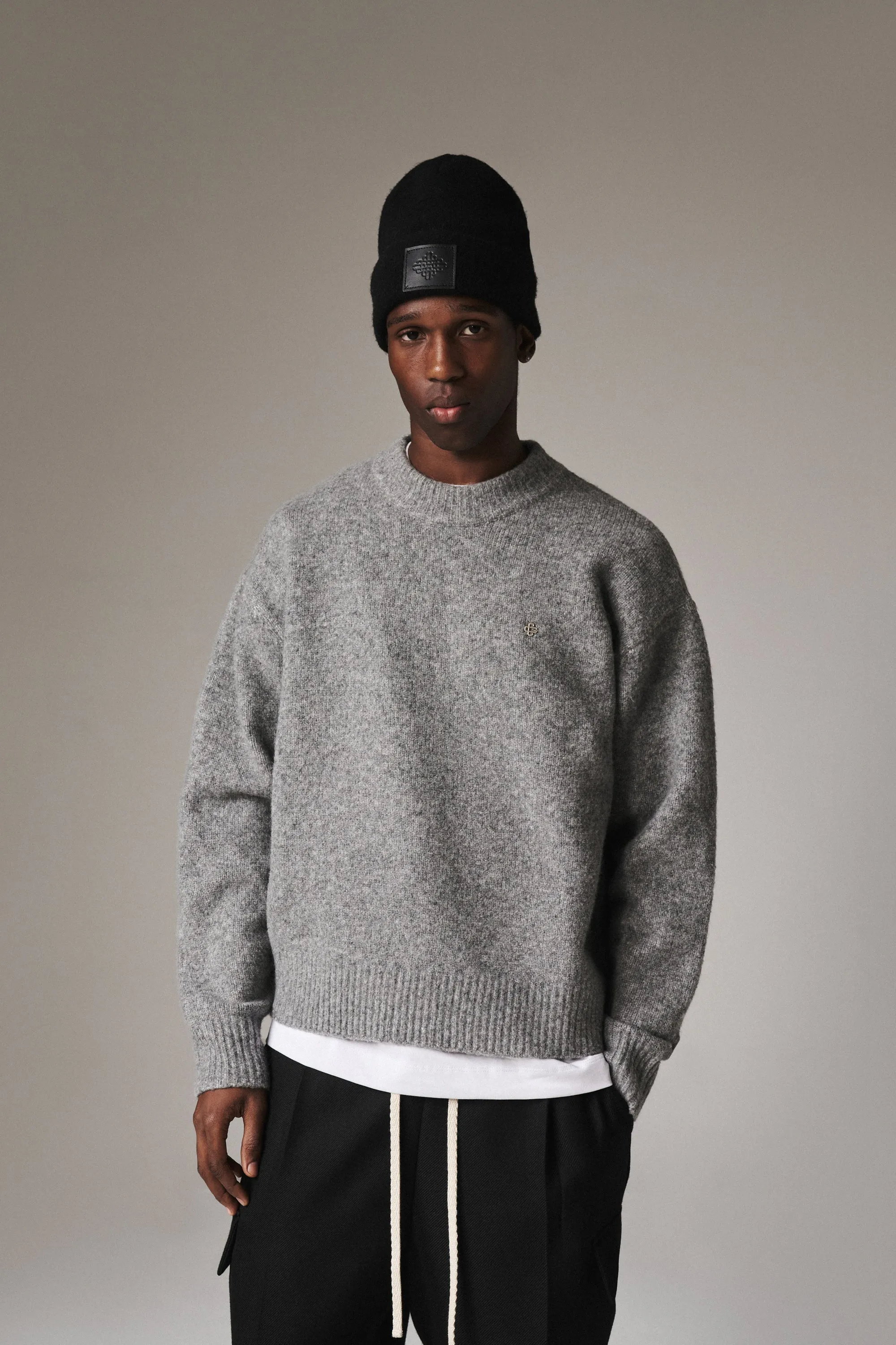 COPYRIGHT BRUSHED KNIT JUMPER - GREY MARL