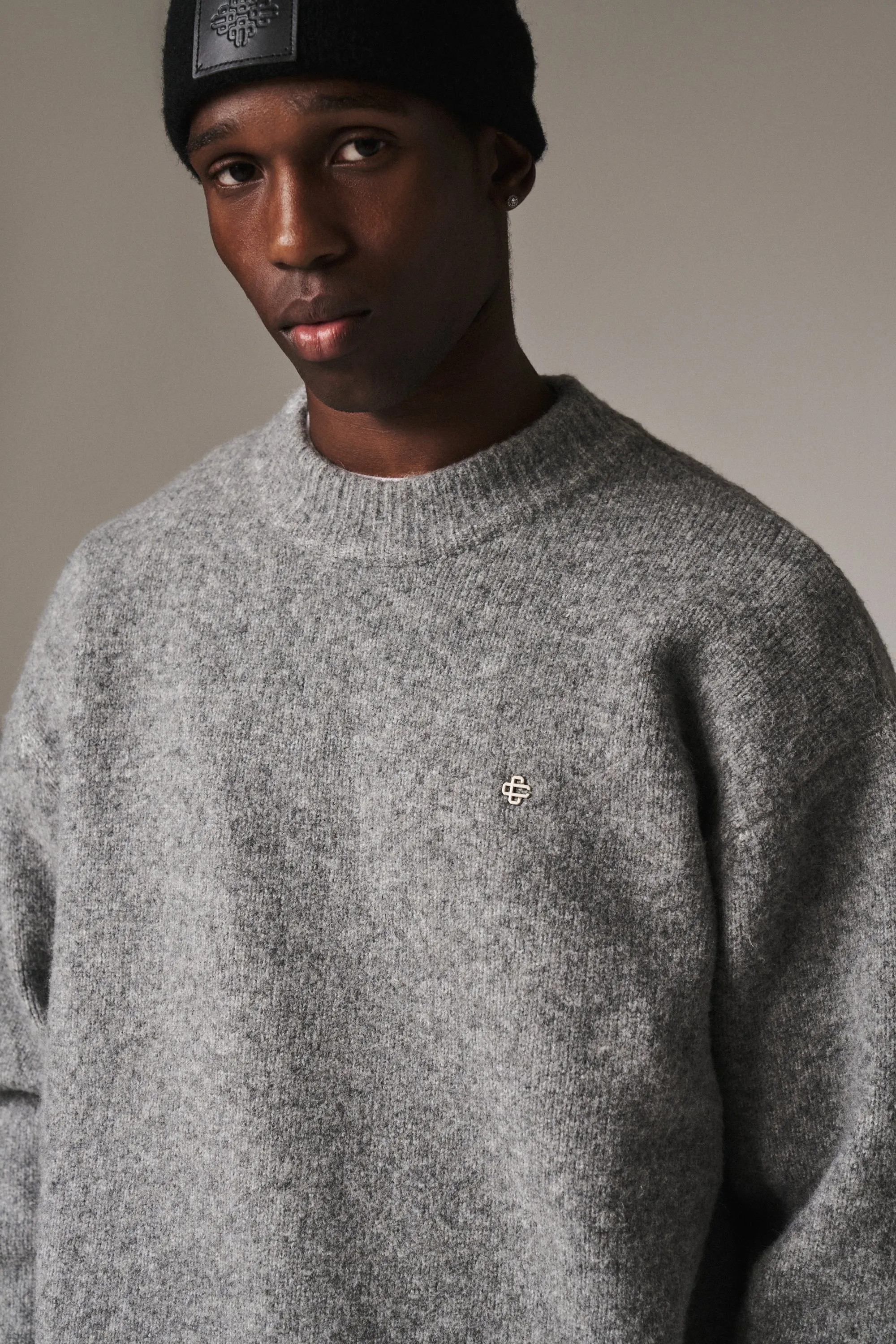 COPYRIGHT BRUSHED KNIT JUMPER - GREY MARL