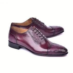 Corrente Men's Shoes Burgundy Ostrich Leather Oxfords