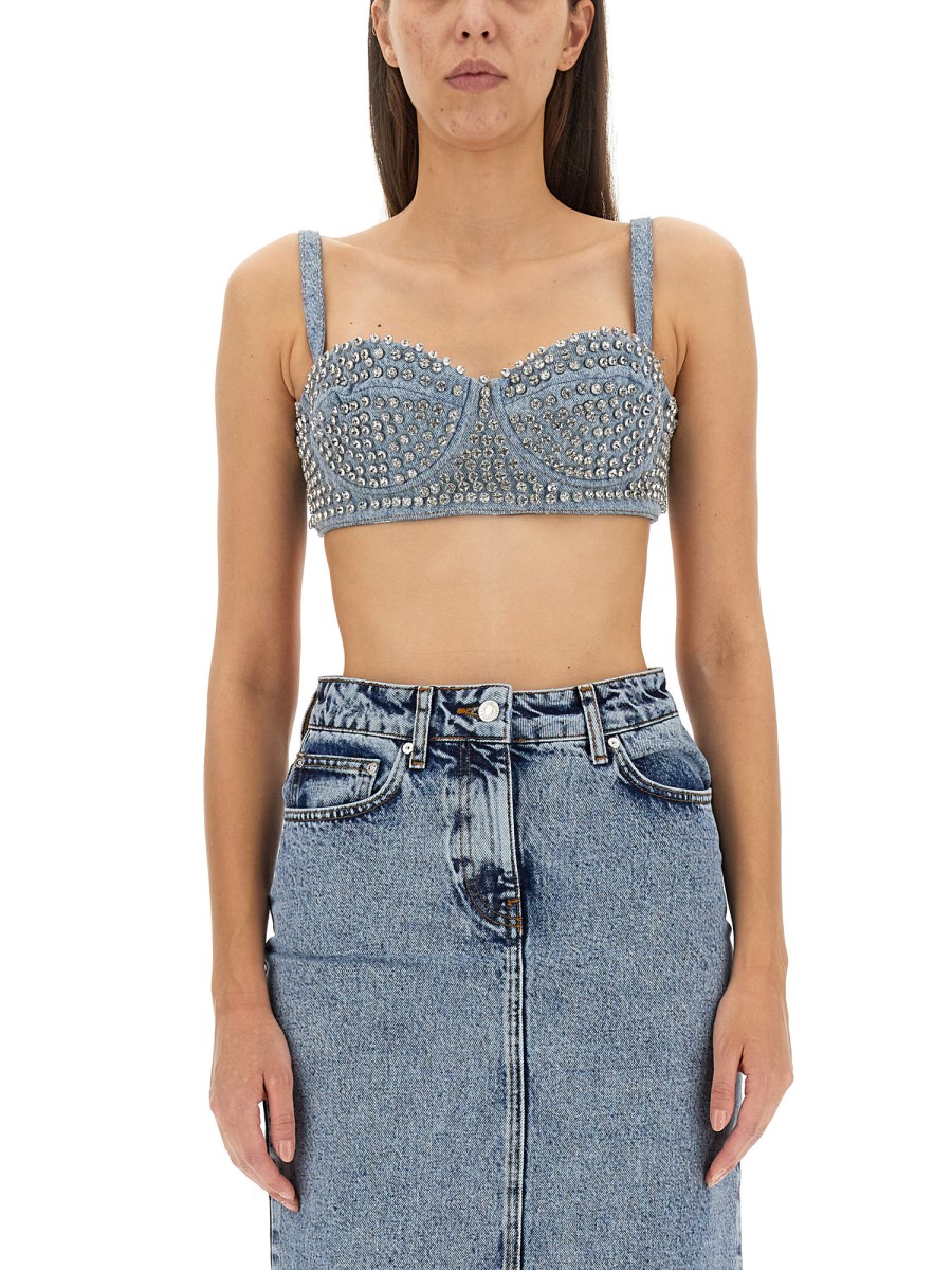 Denim Bralette with Rhinestones