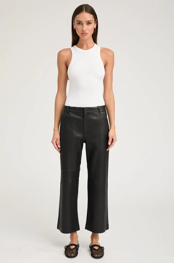 Cropped Baggy Leather Trousers