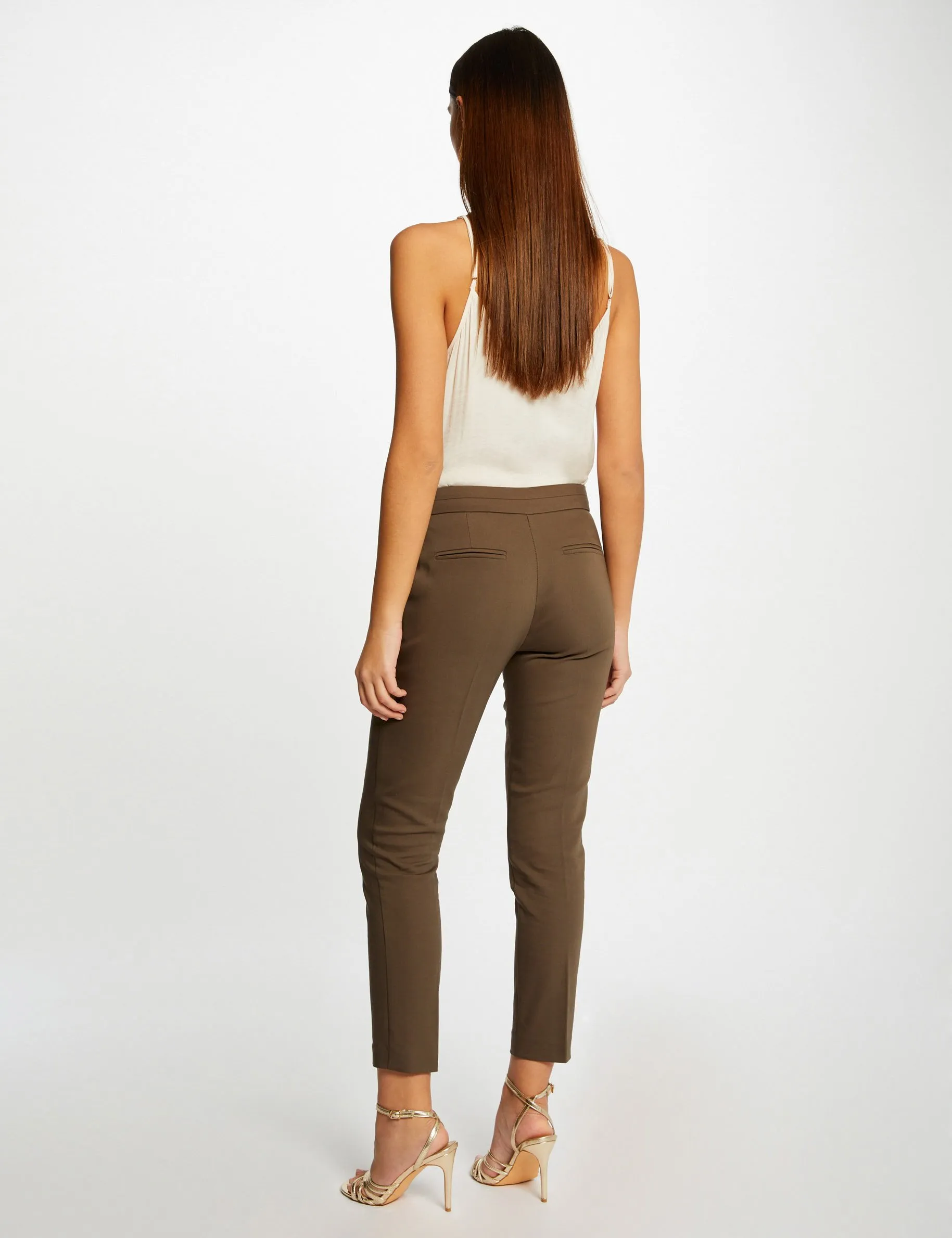 Cropped cigarette trousers khaki green women