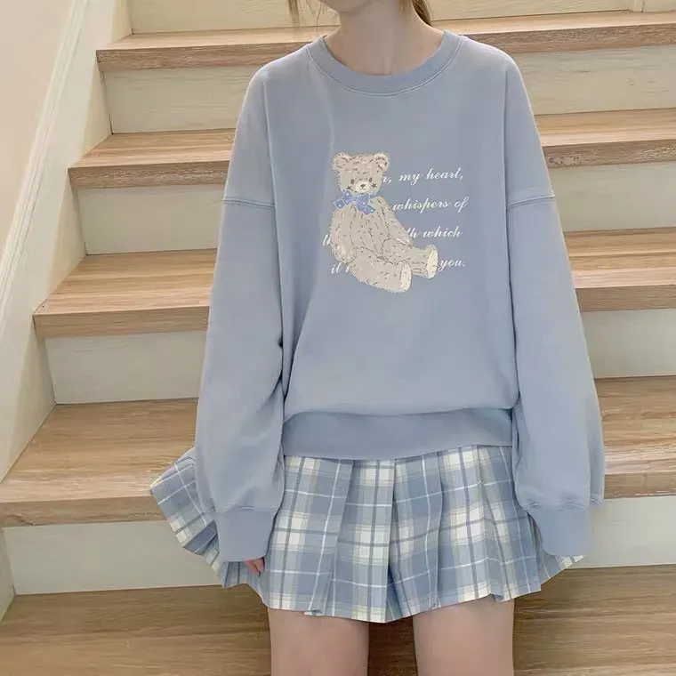 BY46666 CUTE BLUE BEAR SWEATSHIRT