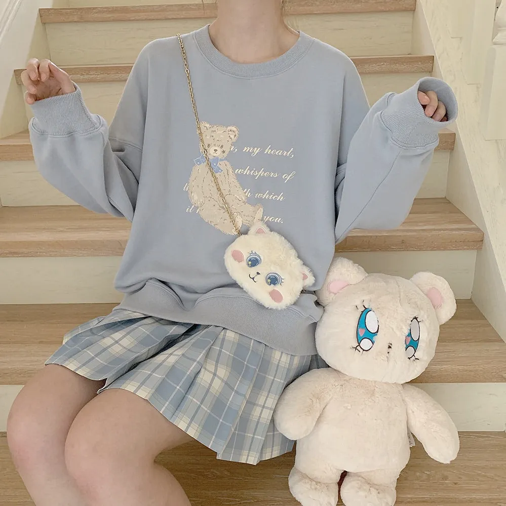 BY46666 CUTE BLUE BEAR SWEATSHIRT