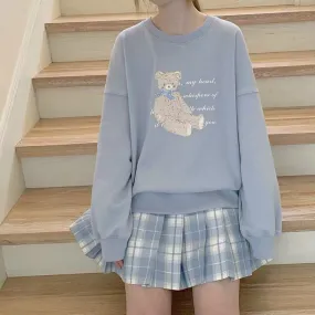 BY46666 CUTE BLUE BEAR SWEATSHIRT