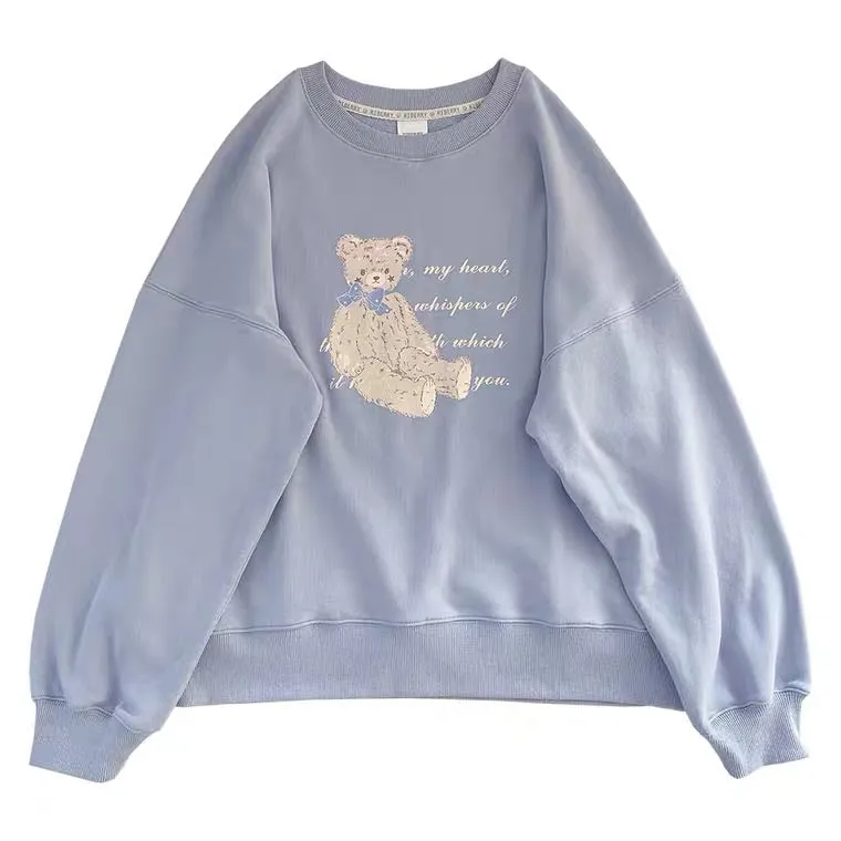 BY46666 CUTE BLUE BEAR SWEATSHIRT