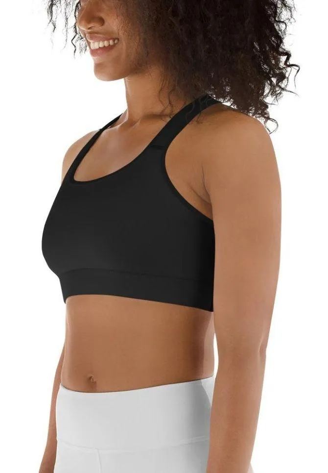 Dark Charcoal Black Sports Bra