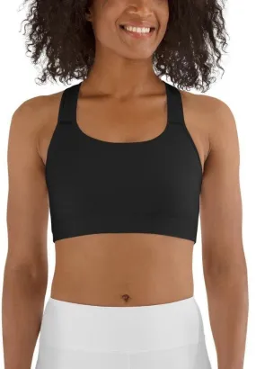 Dark Charcoal Black Sports Bra