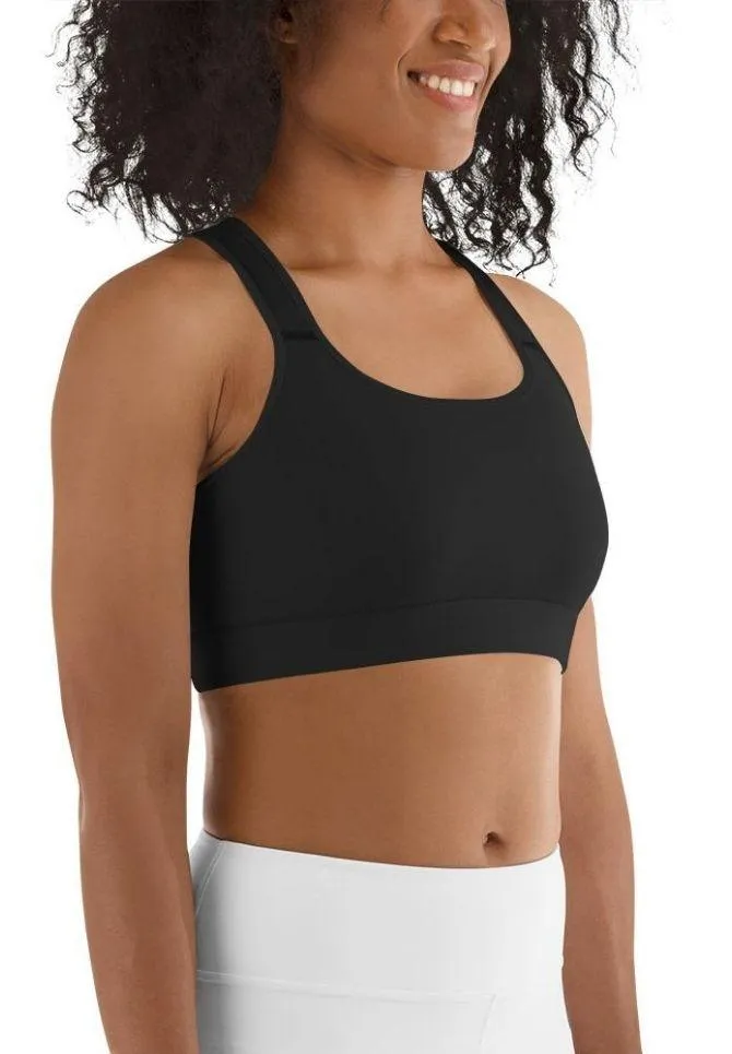 Dark Charcoal Black Sports Bra