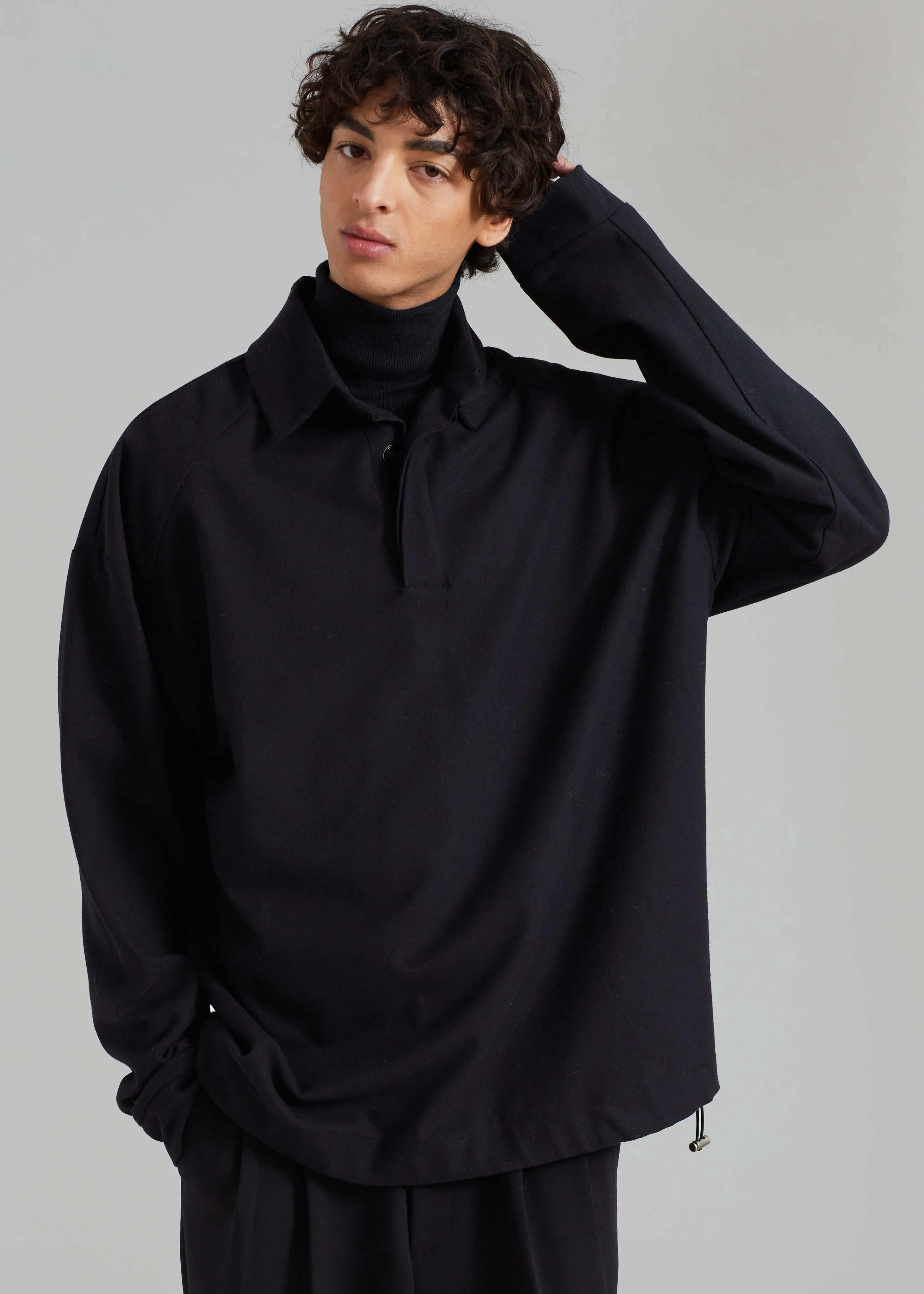 Dennis Drawstring Polo - Black