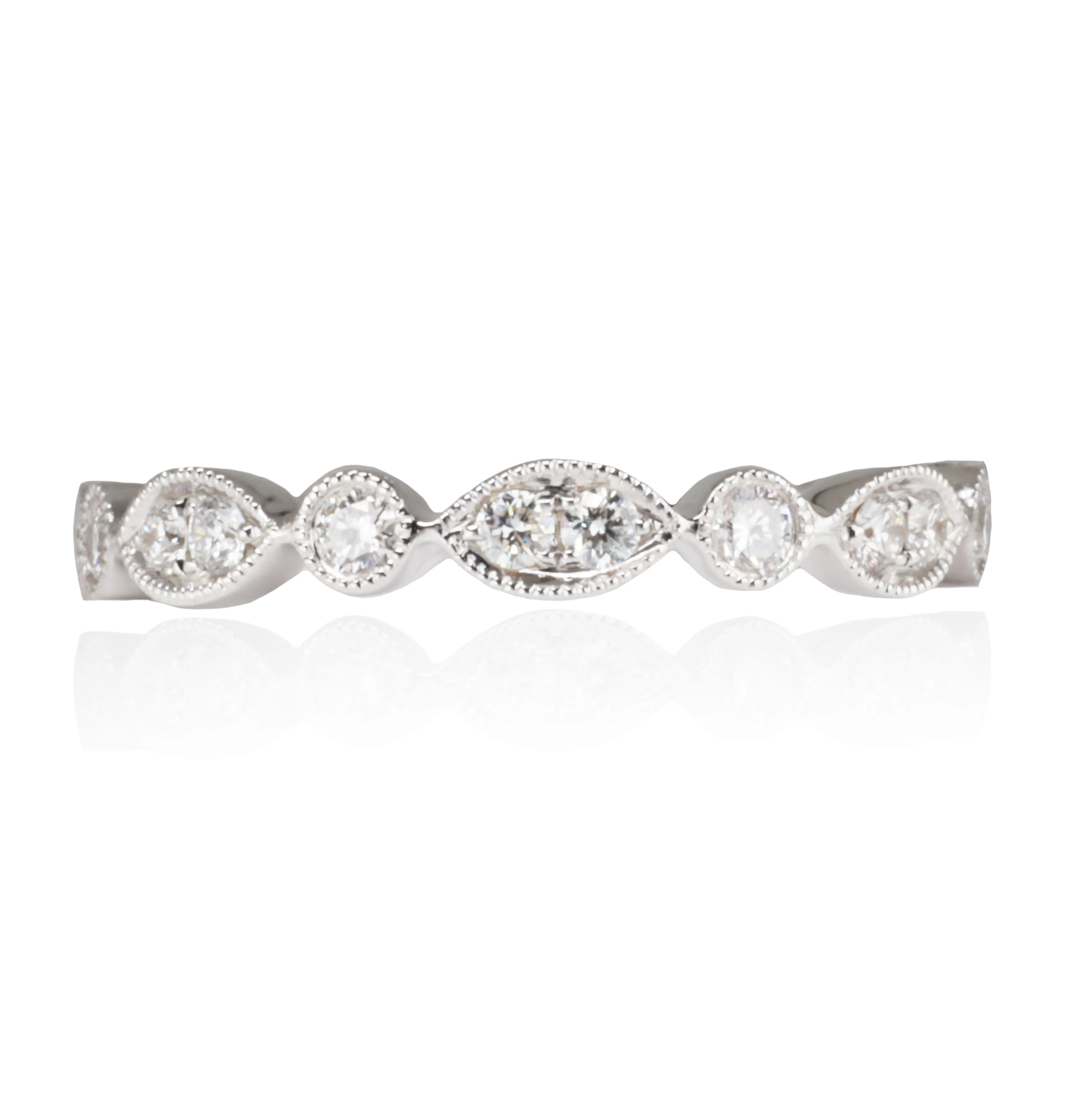 Diamond Ladies Ring with Milligrain