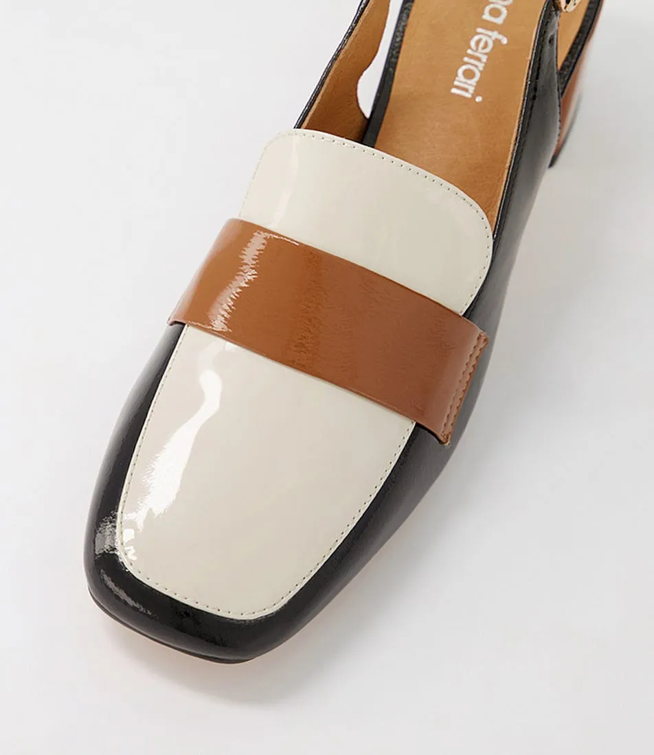 DIANA FERRARI Caelia Black Cream Tan Patent Leather Heels