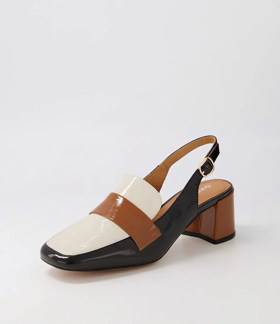 DIANA FERRARI Caelia Black Cream Tan Patent Leather Heels