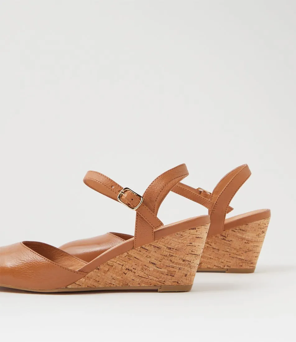 DIANA FERRARI Leisal Dark Tan Cork Leather Heels