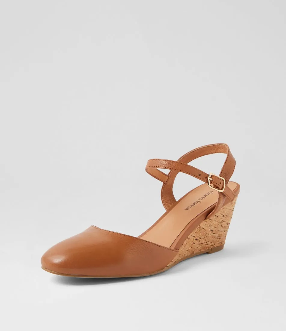 DIANA FERRARI Leisal Dark Tan Cork Leather Heels