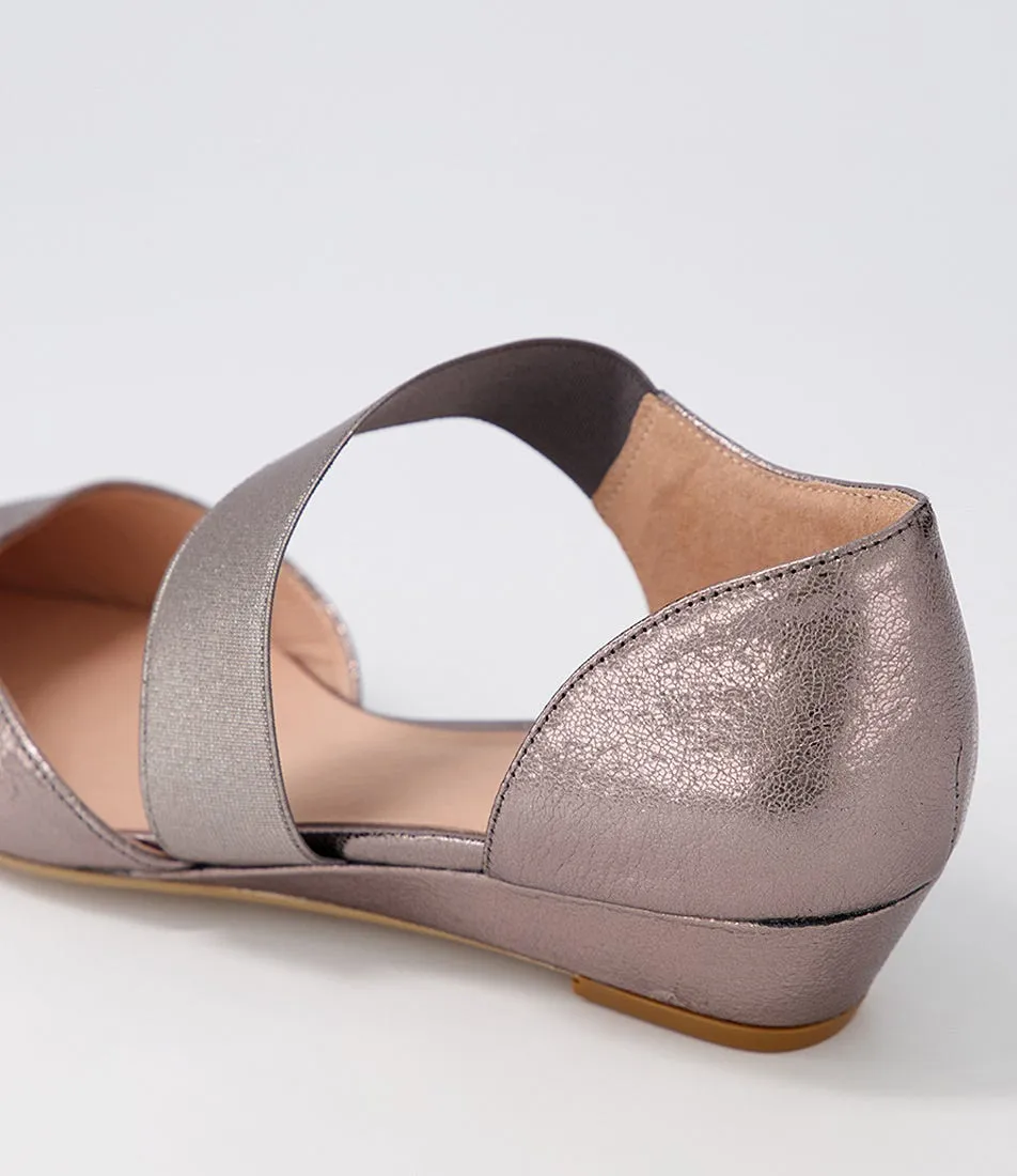 DIANA FERRARI Poala Pewter Crackle Leather Heels