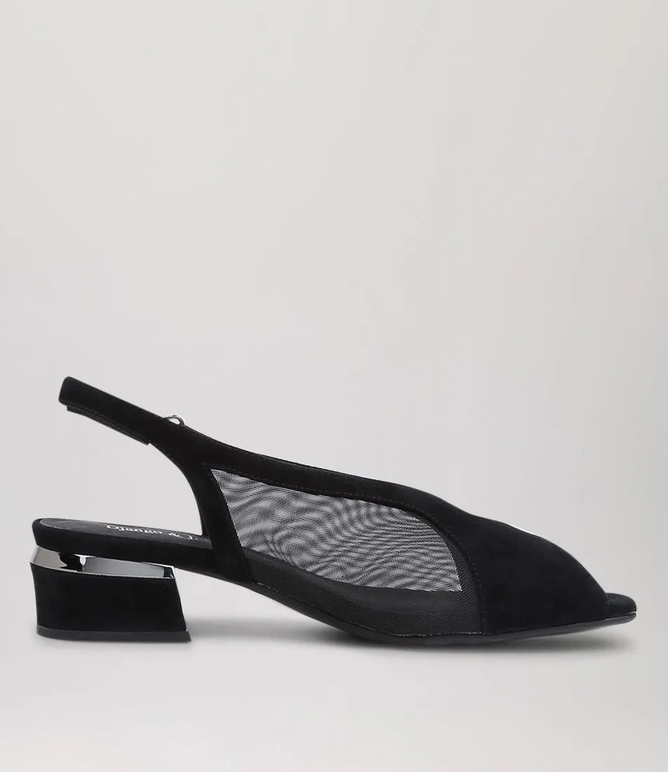 DJANGO & JULIETTE Galey Black Suede Mesh Heels