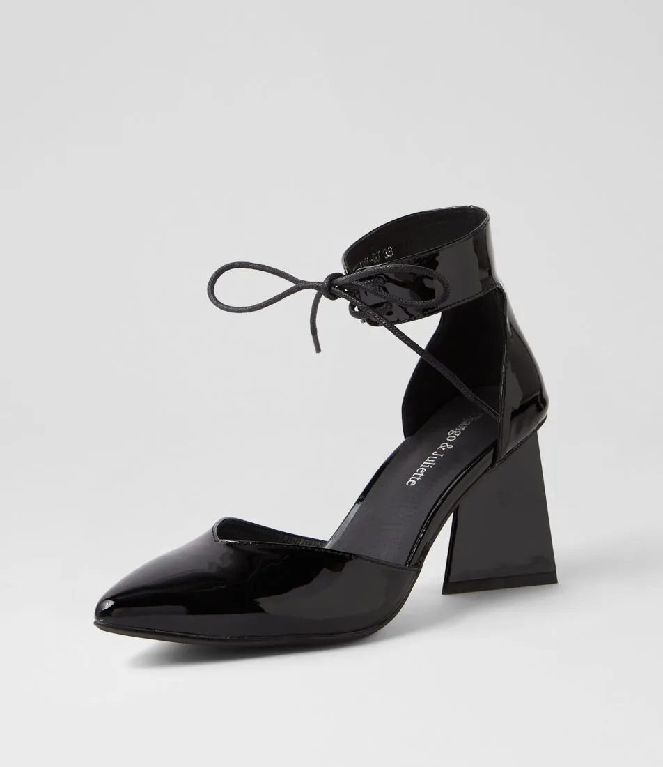 DJANGO & JULIETTE Hitany Black Patent Leather Heels