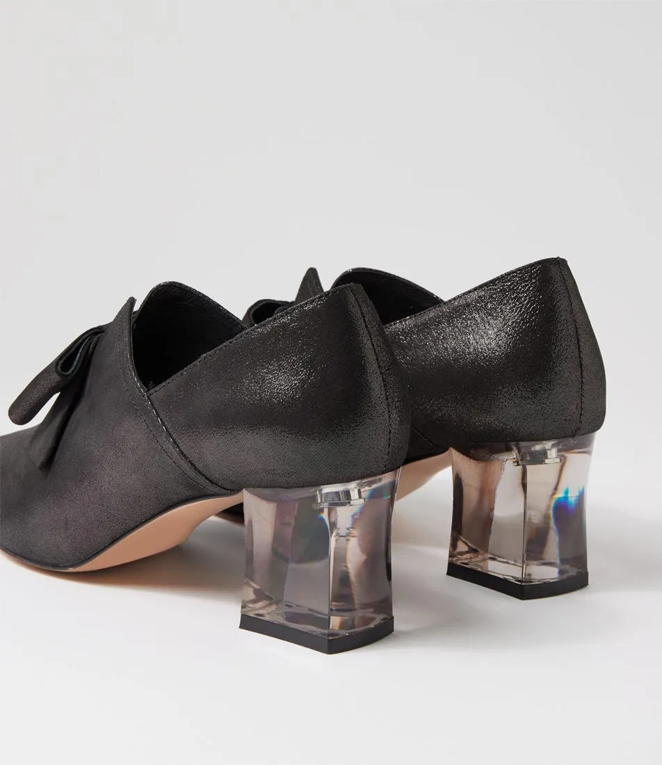 DJANGO & JULIETTE Hospet Black Shimmer Leather Heels