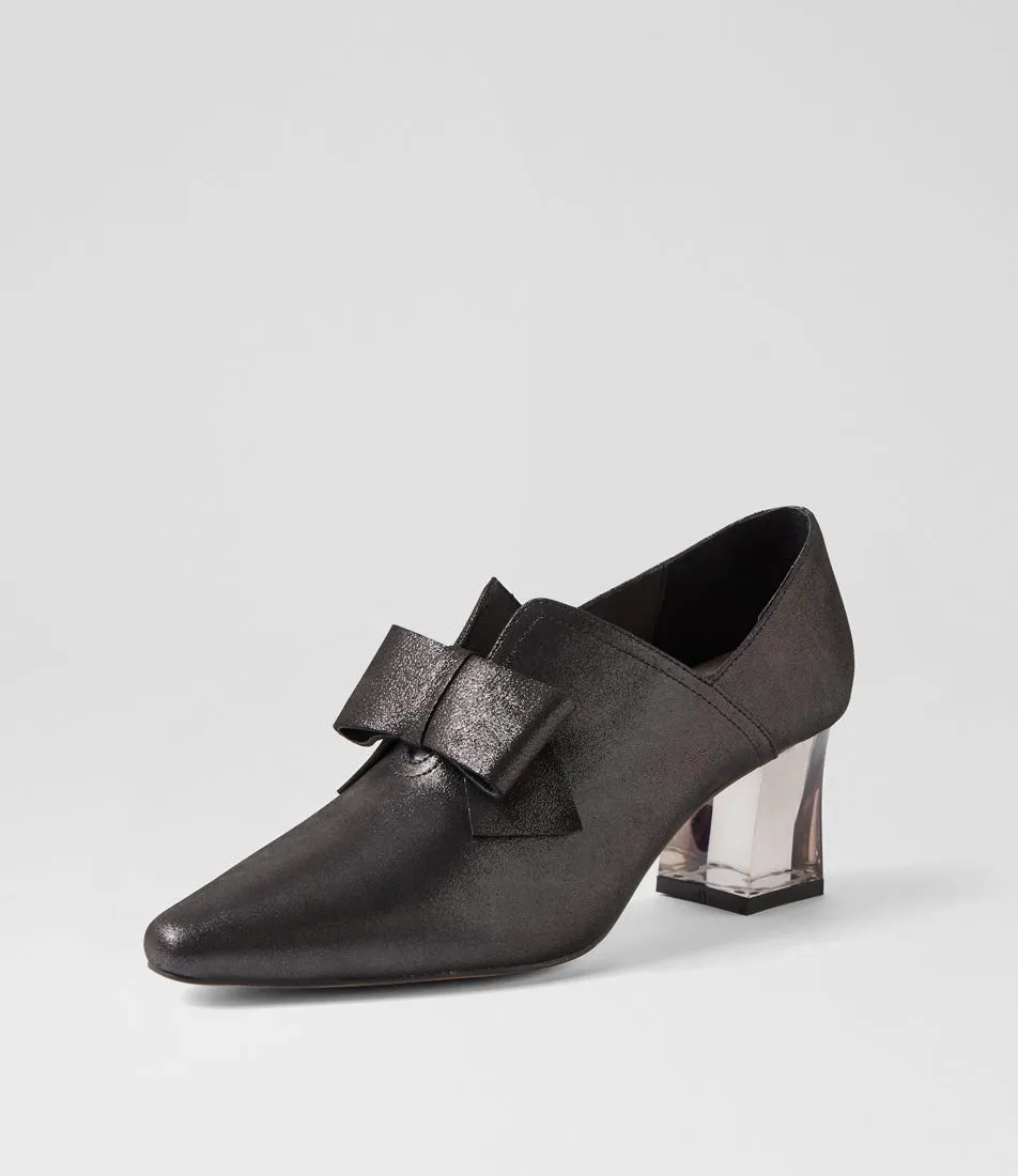 DJANGO & JULIETTE Hospet Black Shimmer Leather Heels