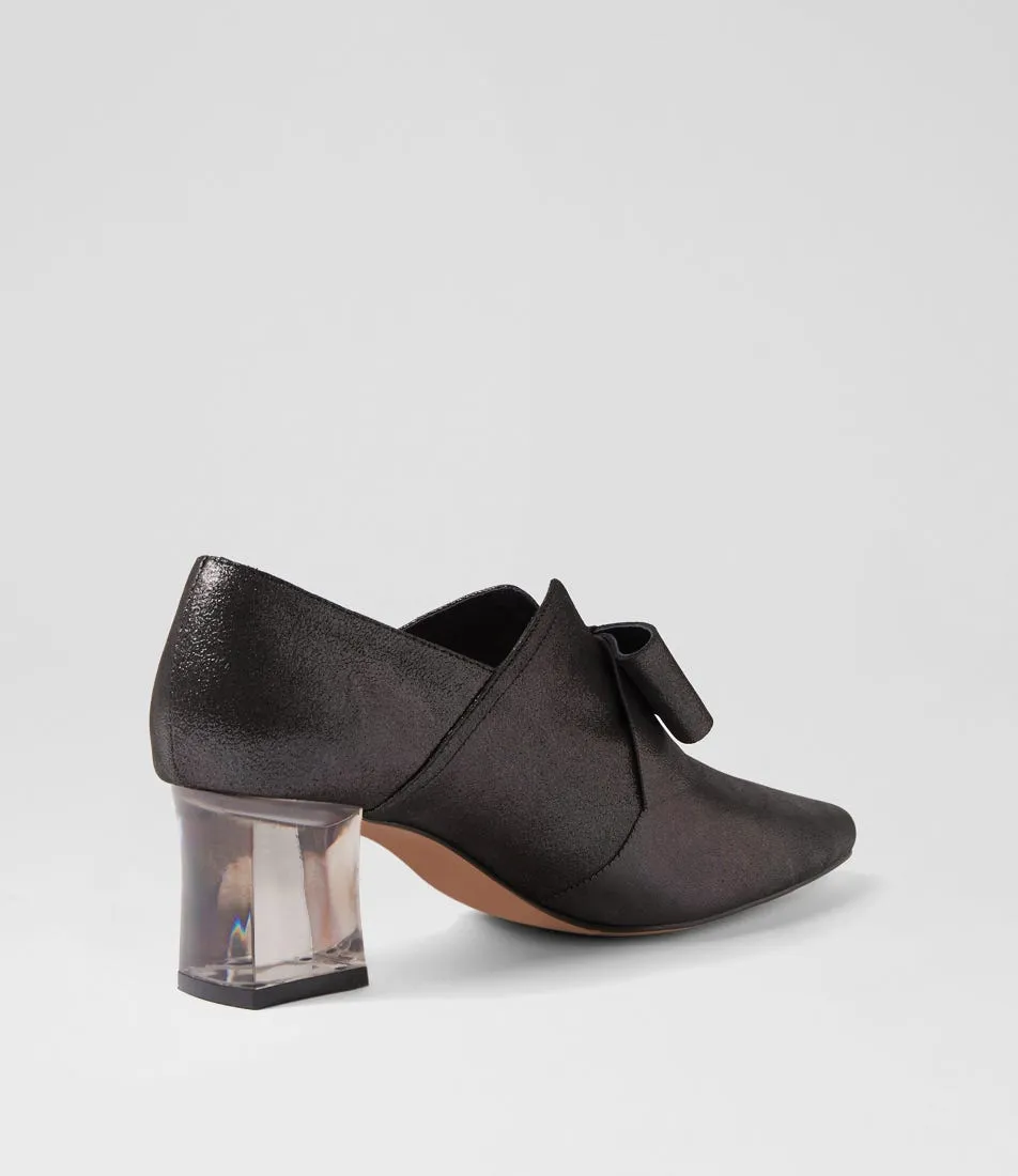 DJANGO & JULIETTE Hospet Black Shimmer Leather Heels