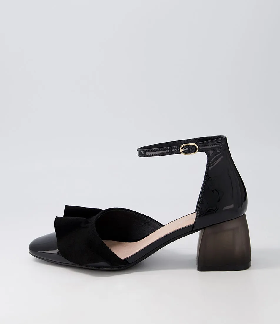 DJANGO & JULIETTE Makiko Black Patent Suede Heels