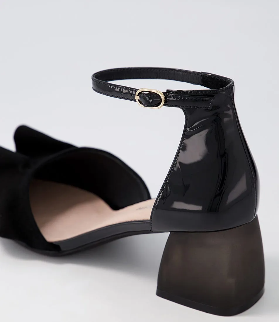 DJANGO & JULIETTE Makiko Black Patent Suede Heels