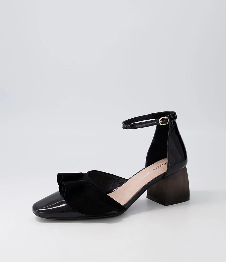 DJANGO & JULIETTE Makiko Black Patent Suede Heels