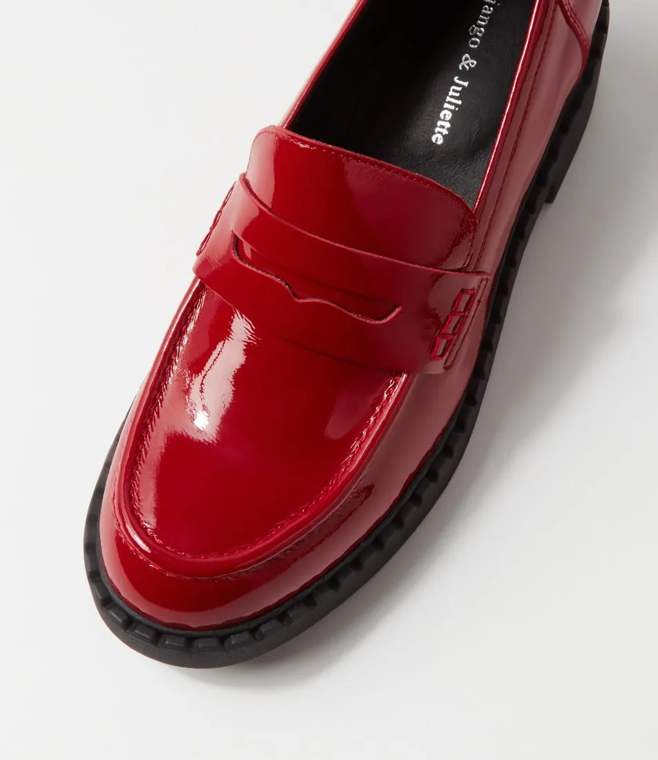 DJANGO & JULIETTE Xavide Dark Red Black Patent Leather Heels