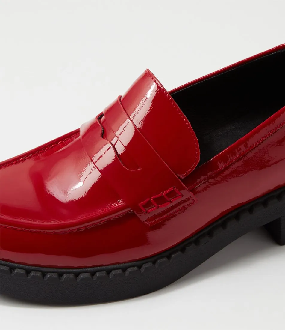 DJANGO & JULIETTE Xavide Dark Red Black Patent Leather Heels