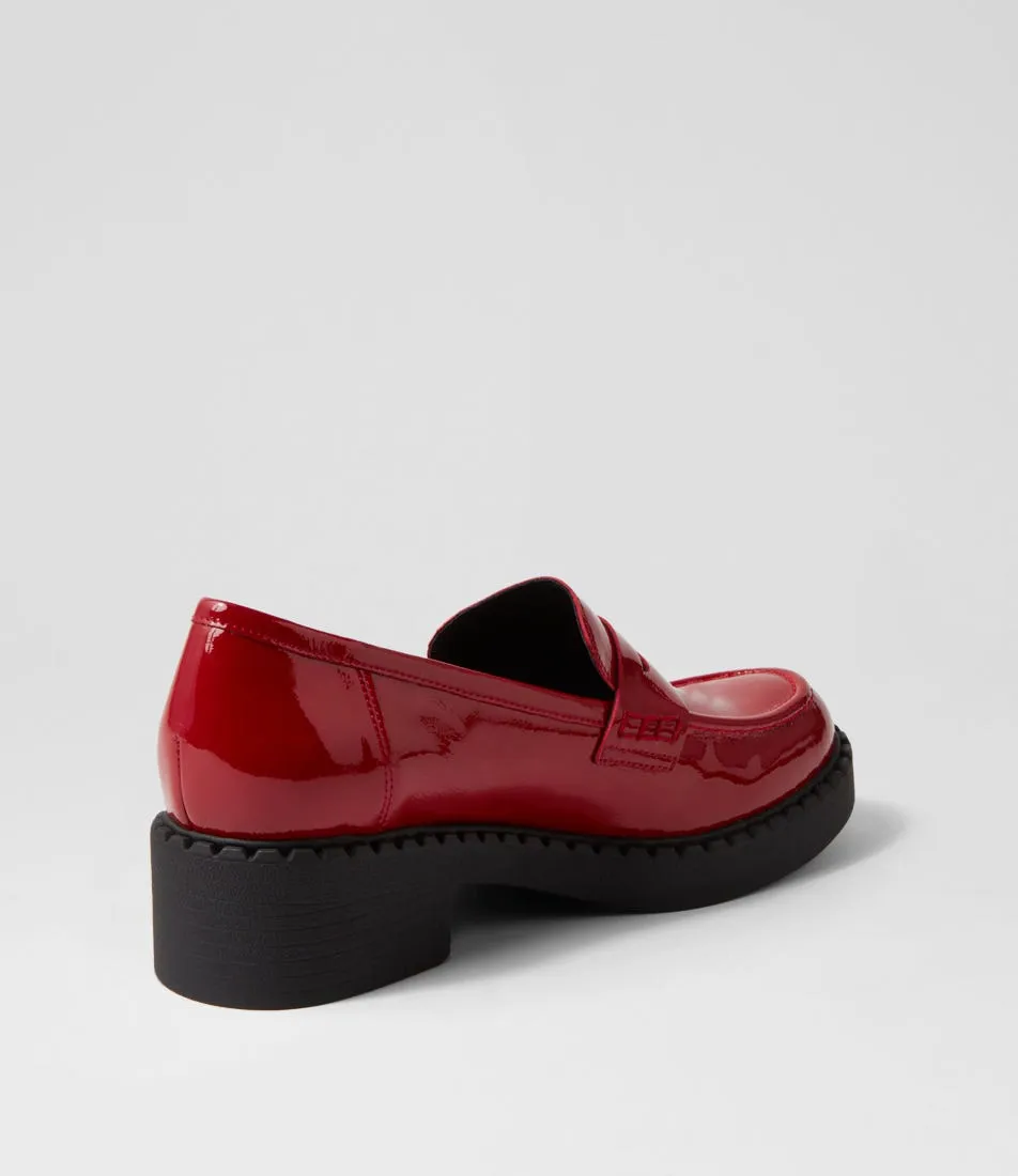 DJANGO & JULIETTE Xavide Dark Red Black Patent Leather Heels