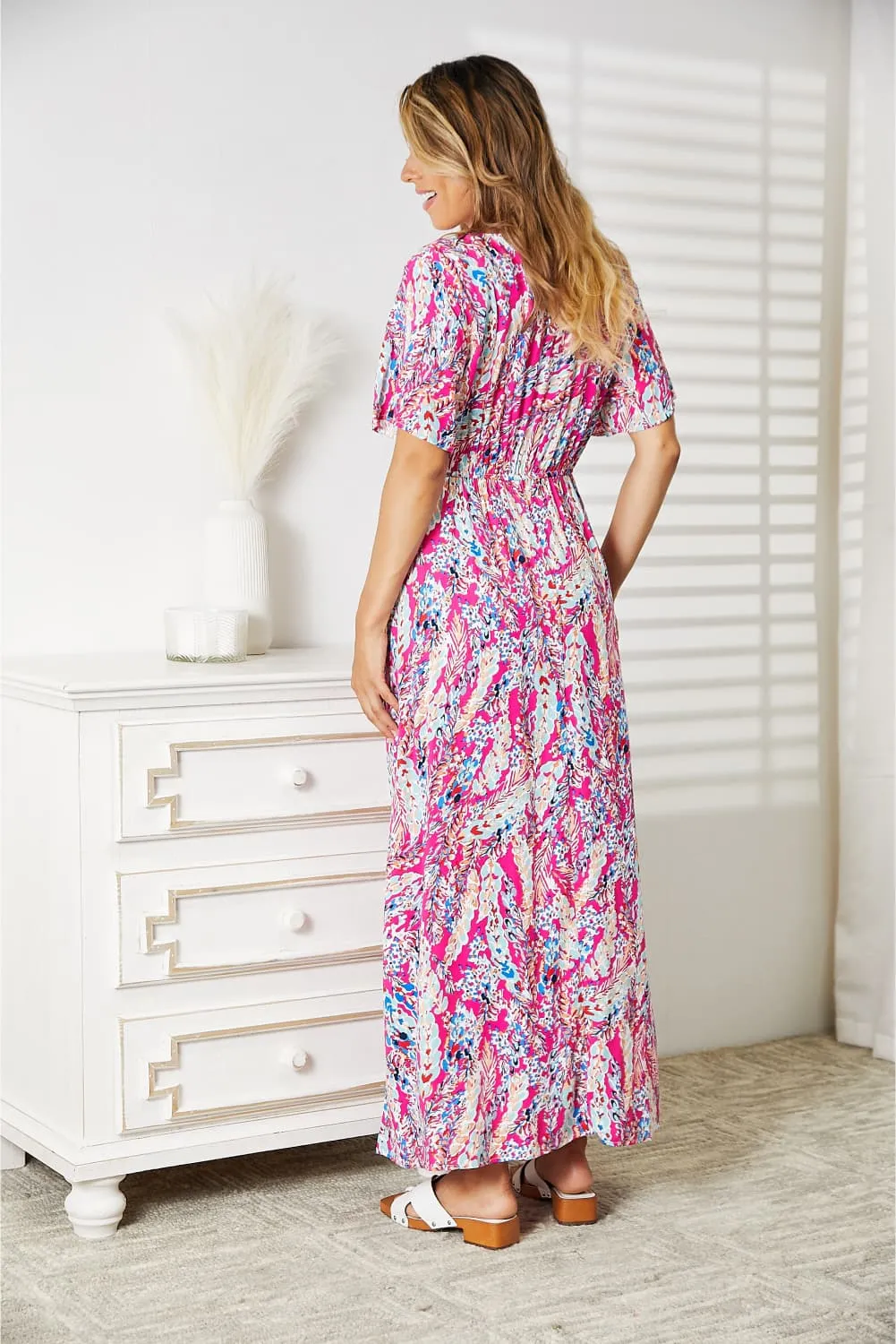 Multicolored V Neck Maxi Dress