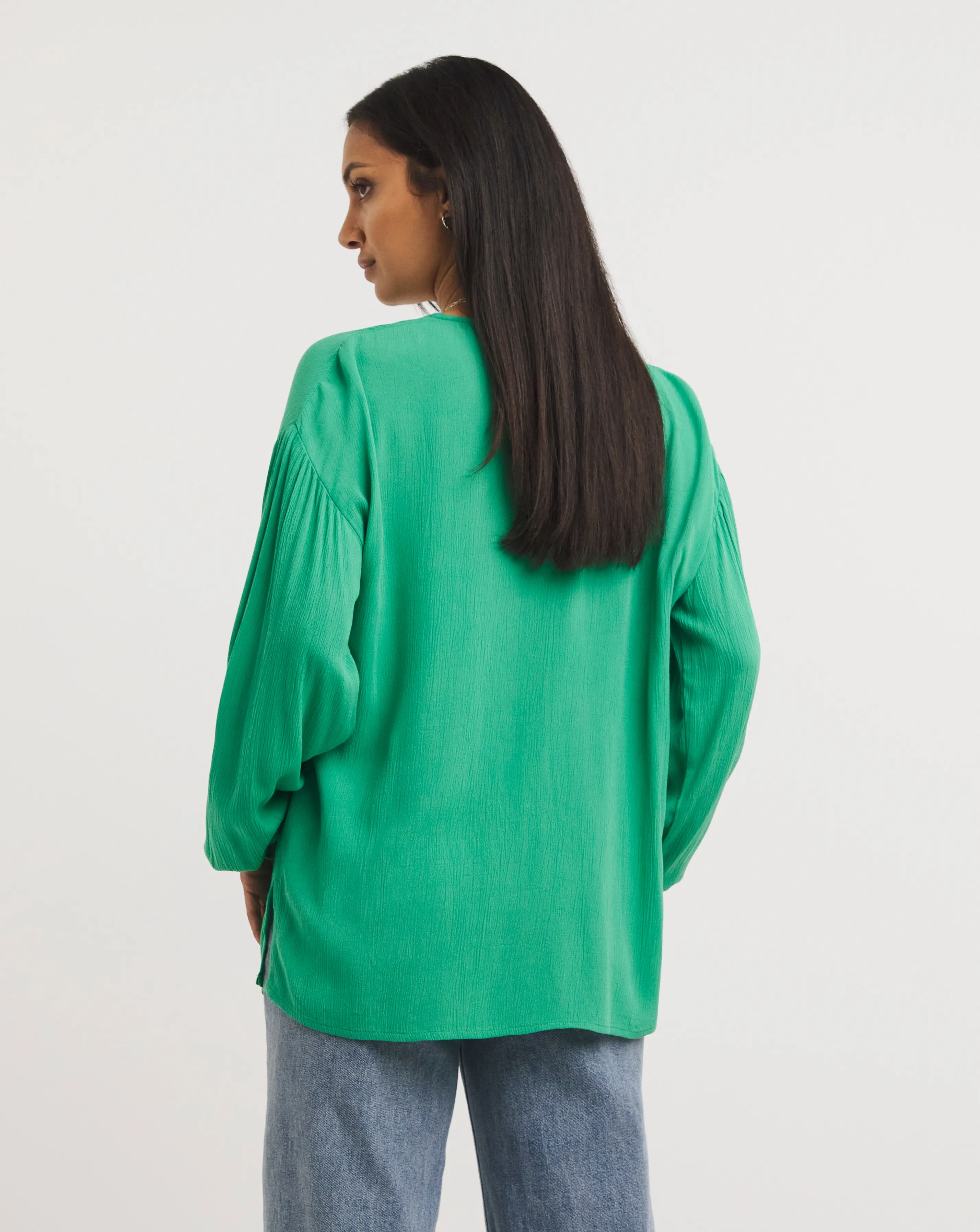 Dropped Shoulder Crinkle Blouse