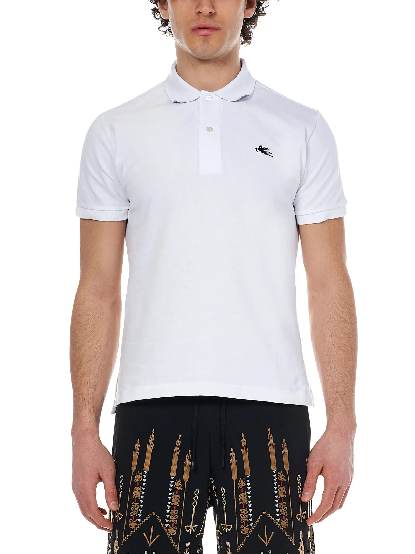 logo embroidered polo shirt by etro