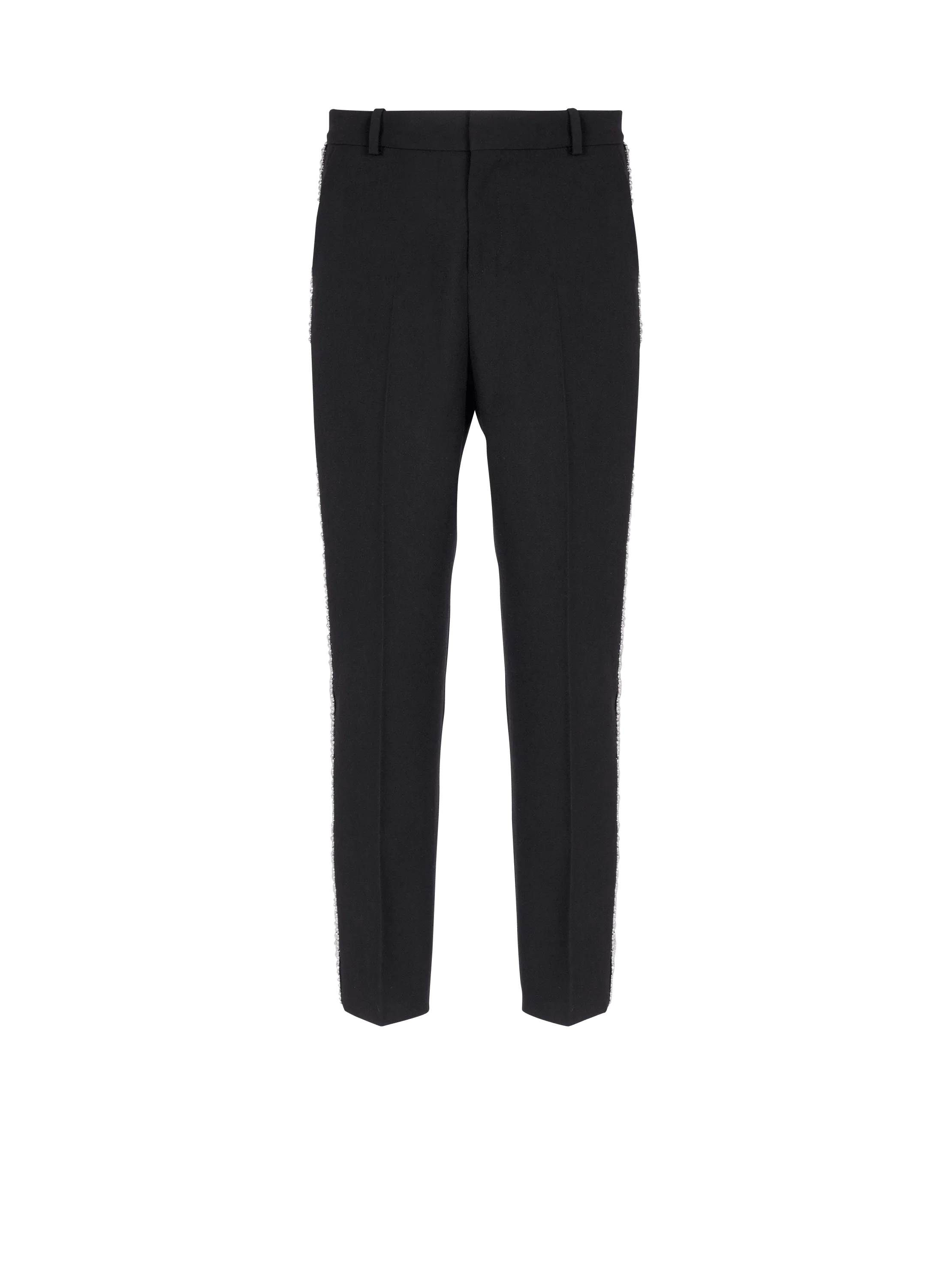 Embroidered grain de poudre trousers