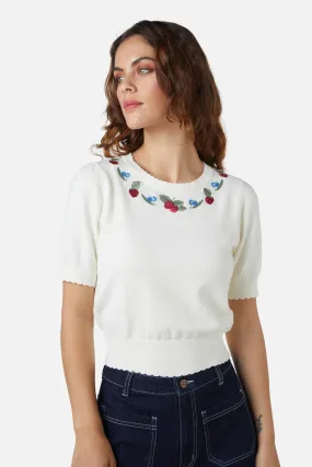 Embroidered Knit Berry Sweet Top