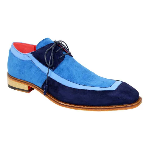 Men Navy Blue Suede Oxfords Shoes