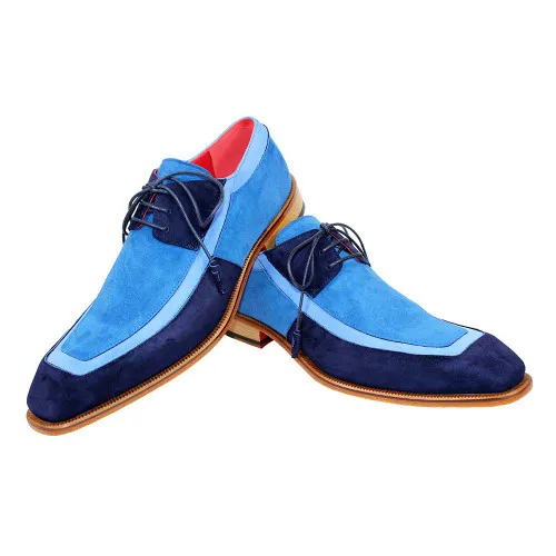 Men Navy Blue Suede Oxfords Shoes