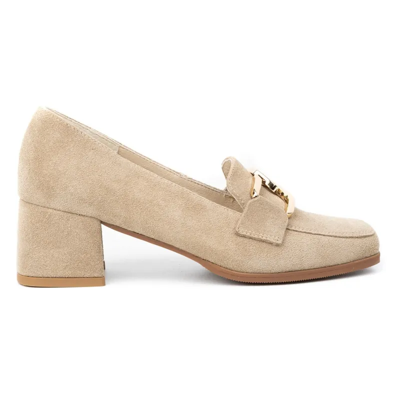 Exquisite Women's suede pumps with heels 1355EX beige