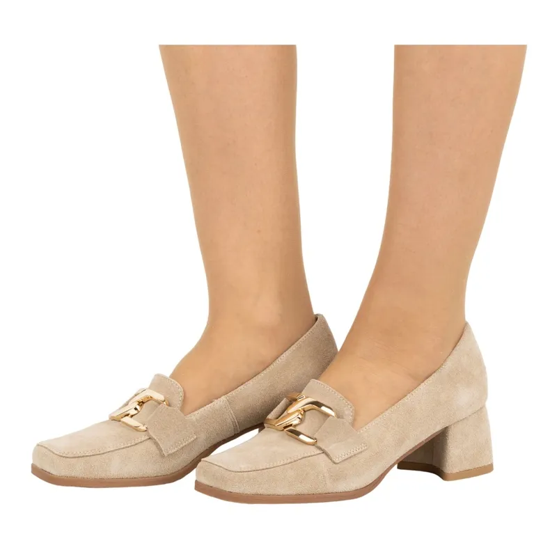 Exquisite Women's suede pumps with heels 1355EX beige