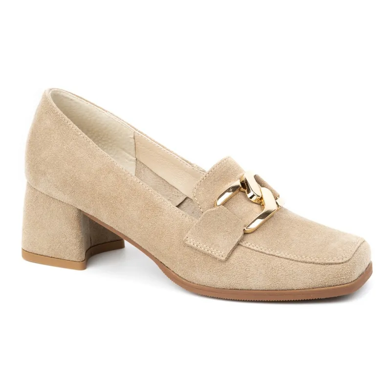 Exquisite Women's suede pumps with heels 1355EX beige