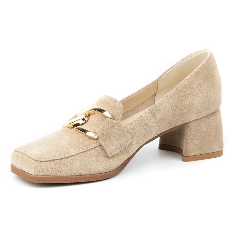 Exquisite Women's suede pumps with heels 1355EX beige